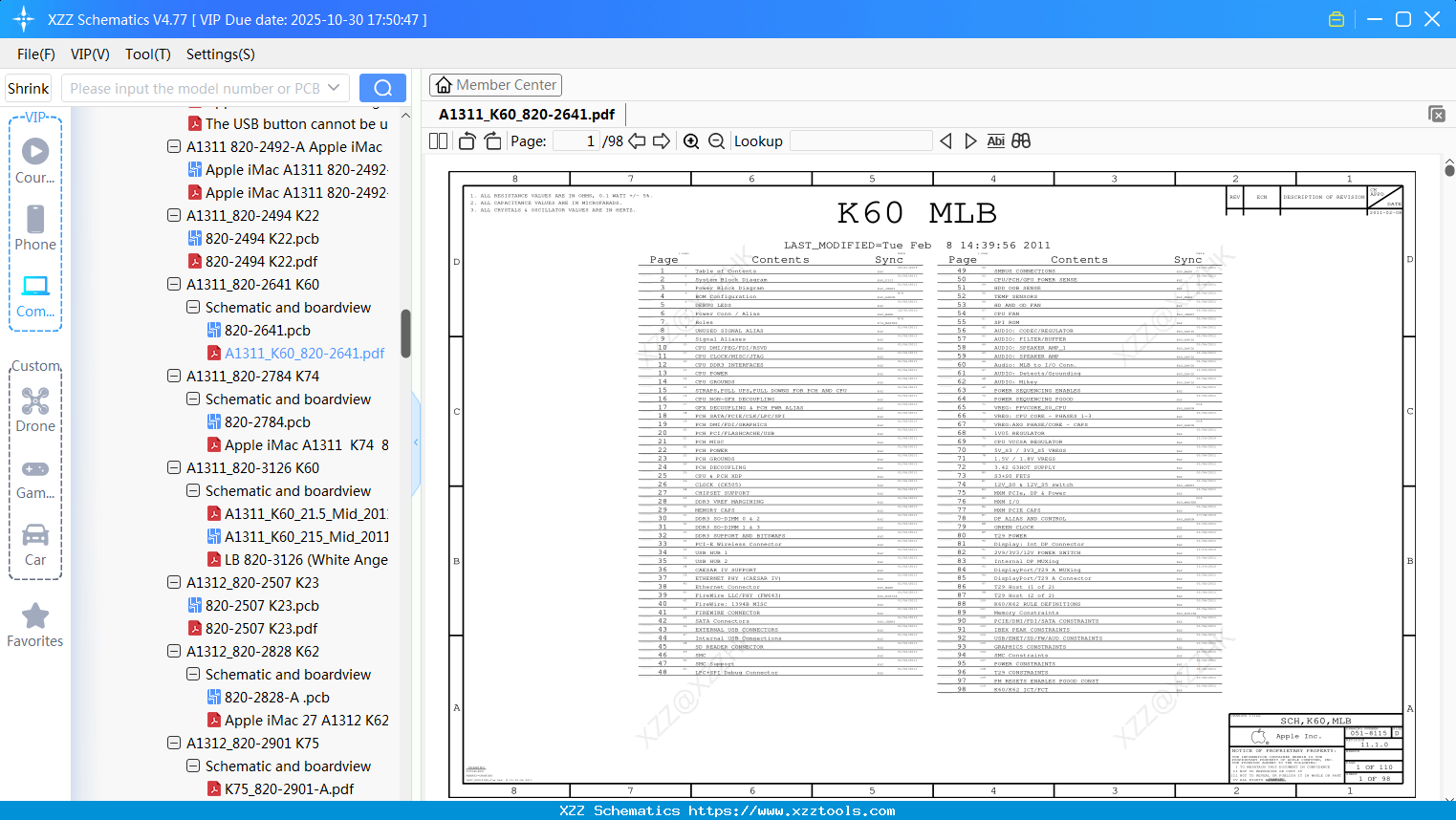 Laptop Apple A1311_K60_820-2641